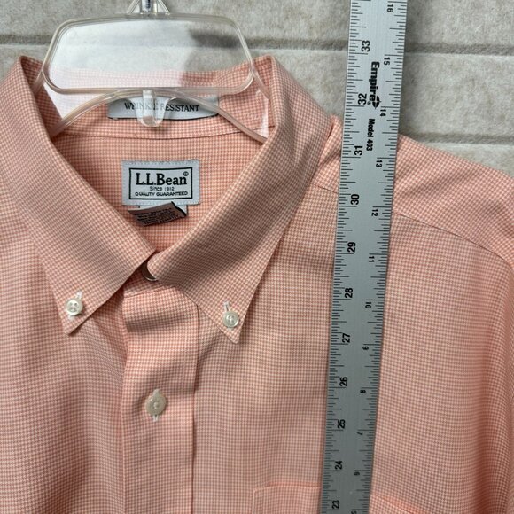 L.L.Bean Men’s L Salmon Gingham Short Sleeve Button-Up Shirt Classic Fit - Picture 5 of 7